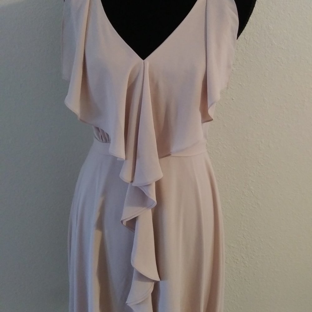 Pink Silky Sleeveless Woman Dress